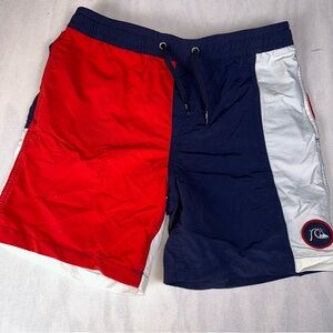 Quicksilver Red, White, & Blue Swim Shorts | Trunks Youth Size: Large (14)